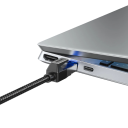 Cablu LAN Cat8 flexibil și rezistent de 5 m cu ecranare SFTP de mare viteză, negru, împletitură din nailon pentru PC, routere și console de jocuri 3