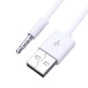 Cablul de conectare USB-A la jack de 3,5 mm cu patru poli Conectori masculini la ambele capete Capete drepte Cablu rotund alb Lungime 1 m 4