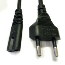 Cabo de alimentação de rede 0,6 m Europlug e conector C7 em forma de oito para carregadores de câmaras e adaptadores de portáteis Cobre e PVC Preto 5