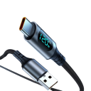Cabo de carregamento rápido 120W USB A para USB C 2 m cabo de nylon com display LED 6A cabo de dados 480 Mbps exibição de tensão e corrente 3