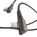 Cabo de carregamento rápido 3A USB A para USB C 1 m com ângulo duplo de 90° cabo de dados 480 Mbps QC 3.0 carregamento USB telemóvel 5