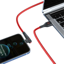 Cabo de carregamento rápido em ângulo de 90 graus 1 m USB-C e USB-A carregamento rápido 6A 120W conector resistente cabo de carregamento 5