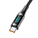 Cabo de carregamento rápido USB C e USB A 7A 100 W 1 m com display LED, cabo de nylon, transferência de dados rápida 480 Mb/s, suporte a protocolos PD 2