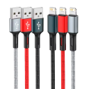 Cabo de dados USB A para iPhone Lightning 1 m 3A cabo rígido e durável para Apple iPhone iPad carregamento rápido e transferência de dados 480 Mbps 5