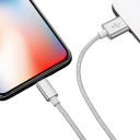 Cabo de dados USB A para iPhone Lightning 1 m com revestimento em nylon cabo de carregamento rápido 3A para dispositivos iOS 4