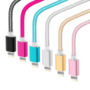 Cabo de dados USB A para iPhone Lightning rápido de 2 m com revestimento em nylon, cabo de 3A para dispositivos iOS, cabo longo para carregamento 2