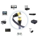 Cabo de internet LAN CAT8 3 m plano trançado em nylon RJ45 blindado preto-amarelo para PC, router e modem 4