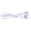 Cabo de ligação USB-A para jack de 3,5 mm de quatro pólos Conectores macho em ambas as extremidades Extremidades retas Cabo redondo branco Comprimento 3