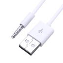 Cabo de ligação USB-A para jack de 3,5 mm de quatro pólos Conectores macho em ambas as extremidades Extremidades retas Cabo redondo branco Comprimento 4