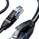 Cabo LAN Cat6 RJ45 blindado 1000 Mbps patchcord 1 m 26AWG preto preto ligação de computador a router e rede 6