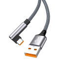 Cabo USB A para USB C de carregamento rápido 50 cm com ângulo de 90 graus 6A Cabo de carregamento e dados Tipo-C para telefone 2