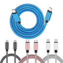 Cabo USB-C Dual 1 m Tipo C para Tipo C cabo de carregamento rápido PD 60W 3A 5A cabo de dados trançado em nylon 2