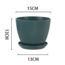 Cache-pot décoratif rond avec soucoupe 15 x 13 x 13 cm Cache-pot en résine pour plantes vivantes Décoration intérieure et extérieure 4