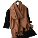 Cachecol feminino 33x180 cm Cachecol suave de cor sólida com franjas Acessório leve e quente em poliéster Cachecol elegante 11