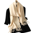 Cachecol feminino 33x180 cm Cachecol suave de cor sólida com franjas Acessório leve e quente em poliéster Cachecol elegante para outono e inverno 28