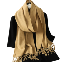 Cachecol feminino 33x180 cm Cachecol suave de cor sólida com franjas Acessório leve e quente em poliéster Cachecol elegante para outono e inverno 25