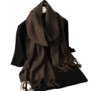 Cachecol feminino 33x180 cm Cachecol suave de cor sólida com franjas Acessório leve e quente em poliéster Cachecol elegante para outono e inverno 31