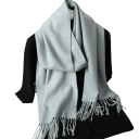 Cachecol feminino 33x180 cm Cachecol suave de cor sólida com franjas Acessório leve e quente em poliéster Cachecol elegante para outono e inverno 26