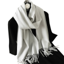 Cachecol feminino 33x180 cm Cachecol suave de cor sólida com franjas Acessório leve e quente em poliéster Cachecol elegante para outono e inverno 42