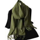 Cachecol feminino 33x180 cm Cachecol suave de cor sólida com franjas Acessório leve e quente em poliéster Cachecol elegante para outono e inverno 24