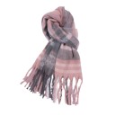 Cachecol riscado para senhora 220 x 50 cm Imitacão suave de caxemira em poliéster Acessório de inverno elegante e quente Cachecol estiloso 13