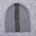 Căciulă beanie pentru femei cu un model vertical de broderie cu mărgele Tricot ribat elastic din bumbac și lână Circumferința capului 50 până la 60 3