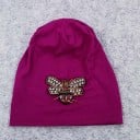 Căciulă beanie pentru femei, mai subțire, cu o albină decorativă brodată din mărgele și pietricele strălucitoare Material poliester 6