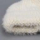 Căciulă de iarnă pentru femei, tricotată, beanie, cu păr moale Tricotaj cu nervuri și margine răsucită Bumbac, poliester și lână 12