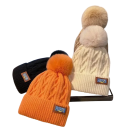 Căciulă de iarnă tricotată pentru femei cu pompon 56–60 cm Căciulă călduroasă cu croșetat Acril Poliester Piele artificială Căciulă elegantă într-o singură culoare 3