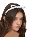 Căciulă de păr cu fundiță îngustă și panglici lungi Mărime universală Căciulă elegantă romantică Accesoriu festiv pentru păr 2
