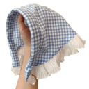 Căciulă de păr pentru femei cu model în carouri cu volan din material textil accesoriu vintage 2