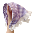 Căciulă de păr pentru femei cu model în carouri cu volan din material textil accesoriu vintage 4