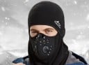 Căciulă din fleece pentru față, pentru motocicletă și schiuri Căciulă neagră pentru cap și gât Partea perforată peste gură cu valve Dimensiune 2