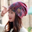 Căciulă pentru femei cu model floral Nodul pliat în partea din spate în stil turban Din bumbac Pentru primăvară și toamnă Pentru oraș și plimbări 11