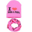 Căciulă și batistă pentru bebeluși I love mama a papa 4