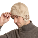 Căciulă tricotată de iarnă cu fleece și protecții pentru urechi Căciulă unisex din acril pentru bicicletă Căciulă de exterior din lână călduroasă pentru bărbați și femei Interior întărit 3