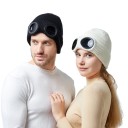 Căciulă tricotată rezistentă la vânt cu ochelari pe margine Căciulă unisex călduroasă pentru ciclism și schi Căciulă sportivă multifuncțională 6