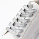 Cadarços planos brilhantes para sapatos 120 cm 1 par Cadarços brilhantes para ténis estilosos Acessório de moda Cadarços brilhantes 7