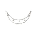 Cadeia decorativa dupla para mala com estrelas 26 x 31 cm Liga metálica Cadeia decorativa prateada para mala alça curta de substituição 1