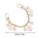 Cadeia decorativa para bolsa com pendentes de rosas cor-de-rosa 20 cm Liga metálica Cadeia decorativa dourada para bolsa alça curta de substituição 2