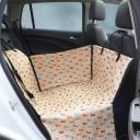 Cadeira de automóvel para animais de estimação 60 x 35 x 53 cm Bege com padrão de cães caixa de proteção em PVC para automóveis para cães 3