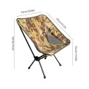 Cadeira de camping dobrável camuflada leve 67 x 53 cm Altura do assento 35 cm Bolsa de armazenamento removível 11 x 34 cm Tecido Oxford Tubos de alumínio 2
