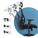 Cadeira de escritório com rede Capacidade 150 kg Altura 118–126 cm Assento 54 x 50 cm Altura do assento 44–52 cm Inclinação 90–130° 6