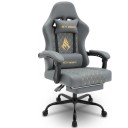 Cadeira de escritório e gaming com apoio para os pés retrátil 119-127 x 52 x 49 cm Braços ajustáveis Apoio lombar e de cabeça 6