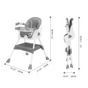 Cadeira de refeições dobrável para crianças 94x70x65 cm para crianças a partir dos 6 meses com base antiderrapante e suporte para brinquedos Limpeza fácil 2