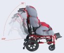Cadeira de rodas infantil com encosto alto ajustável reclinável até 150° Capacidade de carga 120 kg Ultraleve dobrável Vermelha para cuidados diários com crianças 5