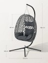 Cadeira suspensa em forma de ovoide com capacidade de 150 kg 105 x 105 x 195 cm estrutura em aço estofamento 360 graus rotativa para o jardim 3