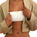 Cadena corporal con conexión cuello–cintura 91 + 9 cm y 71 + 9 cm Joya de vientre sexy con cuentas para bikinis Accesorio de verano 7