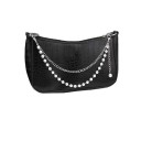 Cadena decorativa para bolso doble con línea de perlas Aleación metálica Cadena decorativa plateada para bolso asa corta de repuesto 2