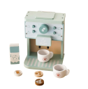 Cafetera din lemn pentru copii 8 piese set de bucătărie Montessori albastru cu căni, lapte și biscuiți jucărie educativă pentru fete și băieți 5